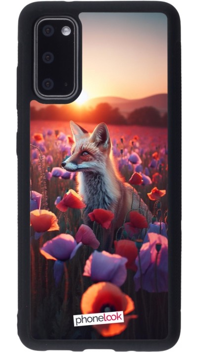 Coque Samsung Galaxy S20 - Silicone rigide noir Renard pourpre au crépuscule