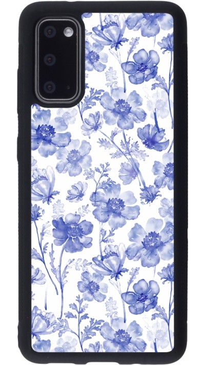 Samsung Galaxy S20 Case Hülle - Silikon schwarz Spring 23 watercolor blue flowers