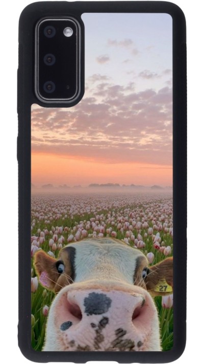 Samsung Galaxy S20 Case Hülle - Silikon schwarz Cow with tulips 2026