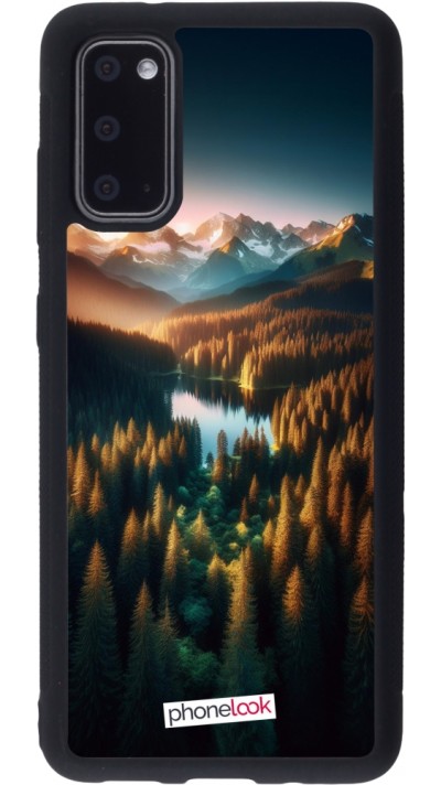Samsung Galaxy S20 Case Hülle - Silikon schwarz Sonnenuntergang Waldsee