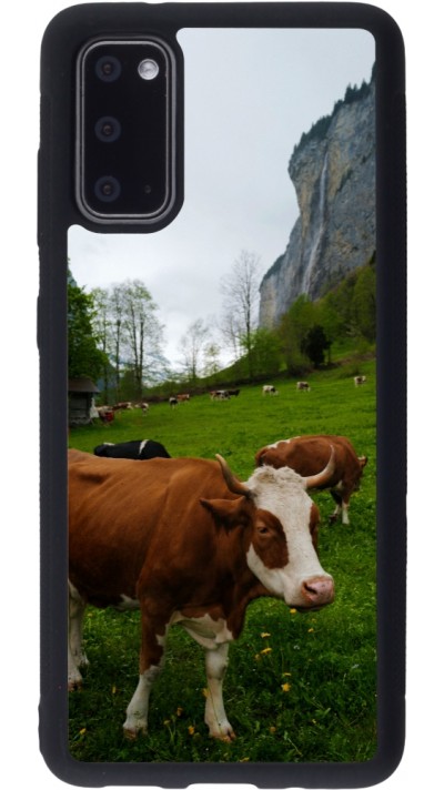 Coque Samsung Galaxy S20 - Silicone rigide noir Fête Nationale Suisse Vaches