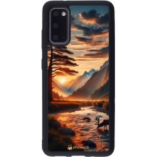 Samsung Galaxy S20 Case Hülle - Silikon schwarz Tal Sonnenuntergang Hirsch Baum