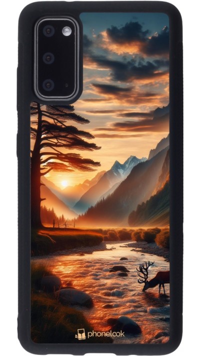 Samsung Galaxy S20 Case Hülle - Silikon schwarz Tal Sonnenuntergang Hirsch Baum