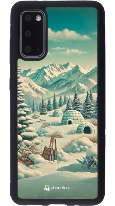 Samsung Galaxy S20 Case Hülle - Silikon schwarz Vintage Schneebedeckter Berg Iglu