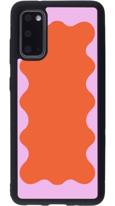 Samsung Galaxy S20 Case Hülle - Silikon schwarz Wavy Rectangle Orange Pink