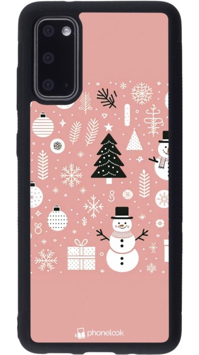 Samsung Galaxy S20 Case Hülle - Silikon schwarz Weihnachten 2024 Rose Schneemann Weihnachten