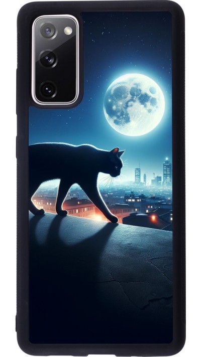 Samsung Galaxy S20 FE 5G Case Hülle - Silikon schwarz Schwarze Katze unter dem Vollmond