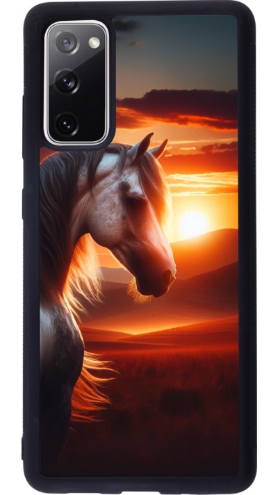 Samsung Galaxy S20 FE 5G Case Hülle - Silikon schwarz Majestätischer Sonnenuntergang Pferd