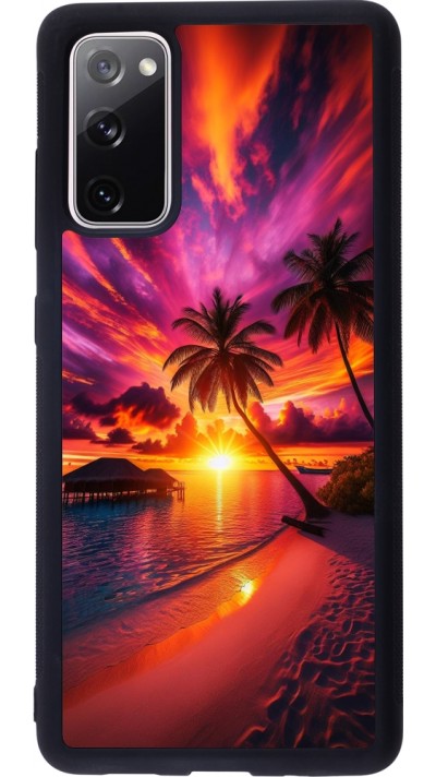 Samsung Galaxy S20 FE 5G Case Hülle - Silikon schwarz Malediven Abenddämmerung Glückseligkeit