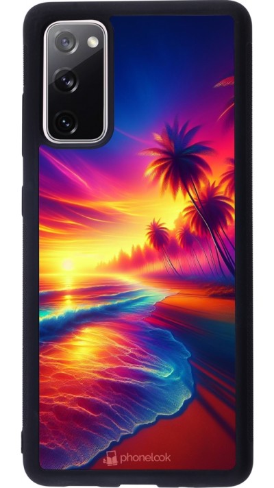 Samsung Galaxy S20 FE 5G Case Hülle - Silikon schwarz Strand Sonnenuntergang auffällig