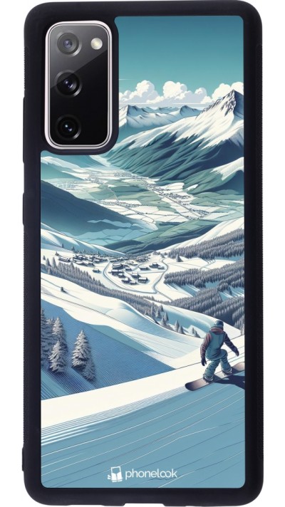 Samsung Galaxy S20 FE 5G Case Hülle - Silikon schwarz Snowboarder Berg