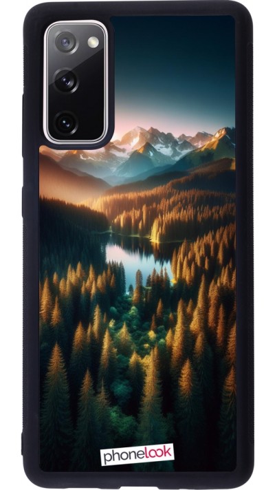 Samsung Galaxy S20 FE 5G Case Hülle - Silikon schwarz Sonnenuntergang Waldsee