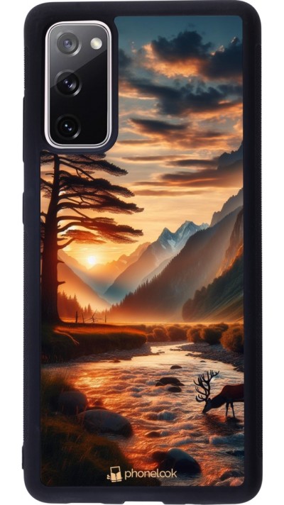 Coque Samsung Galaxy S20 FE 5G - Silicone rigide noir Valley Sunset Deer Tree Coque Samsung Galaxy S20 FE 5G - Silicone rigide noir Valley Sunset Deer Tree