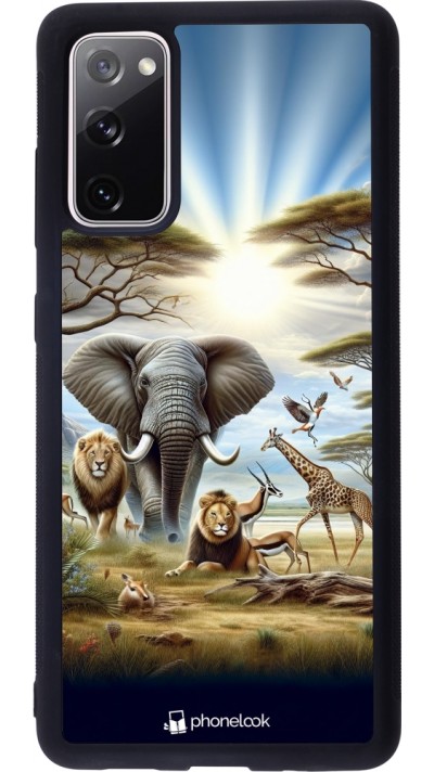 Coque Samsung Galaxy S20 FE 5G - Silicone rigide noir Vie sauvage africaine Coque Samsung Galaxy S20 FE 5G - Silicone rigide noir Vie sauvage africaine