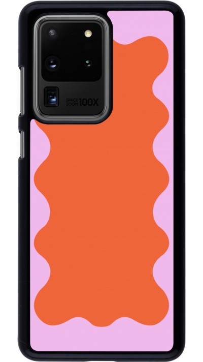 Samsung Galaxy S20 Ultra Case Hülle - Wavy Rectangle Orange Pink