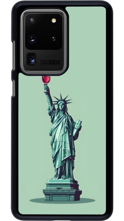 Coque Samsung Galaxy S20 Ultra - Wine Statue de la liberté avec un verre de vin Coque Samsung Galaxy S20 Ultra - Wine Statue de la liberté avec un verre de vin