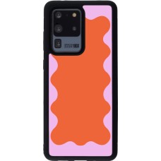 Samsung Galaxy S20 Ultra Case Hülle - Silikon schwarz Wavy Rectangle Orange Pink