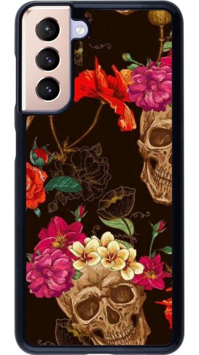 Hülle Samsung Galaxy S21 5G - Skulls and flowers