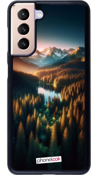 Samsung Galaxy S21 5G Case Hülle - Sonnenuntergang Waldsee