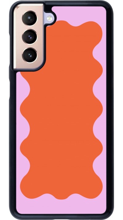 Samsung Galaxy S21 5G Case Hülle - Wavy Rectangle Orange Pink