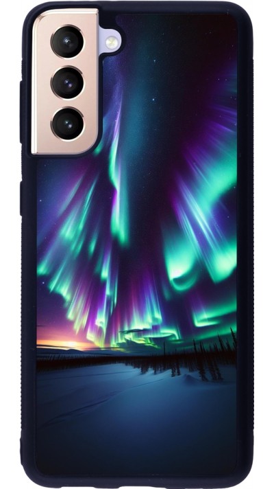 Samsung Galaxy S21 5G Case Hülle - Silikon schwarz Funkelndes Nordlicht