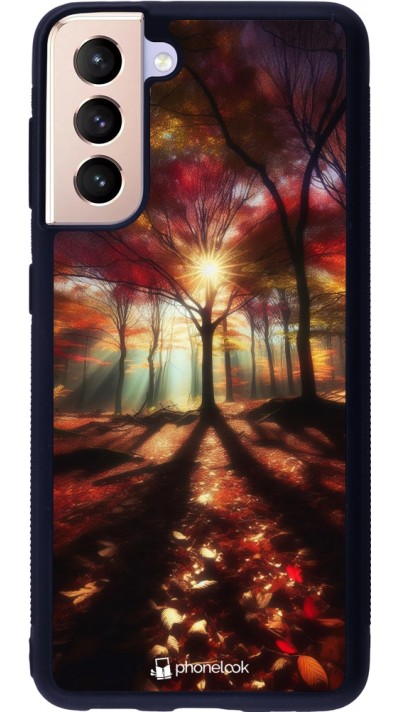 Samsung Galaxy S21 5G Case Hülle - Silikon schwarz Herbstlicher goldener Glanz