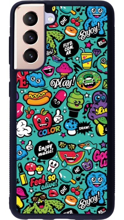 Samsung Galaxy S21 5G Case Hülle - Silikon schwarz Cartoons old school