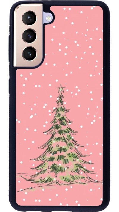 Samsung Galaxy S21 5G Case Hülle - Silikon schwarz Christmas 25 Pink Tree