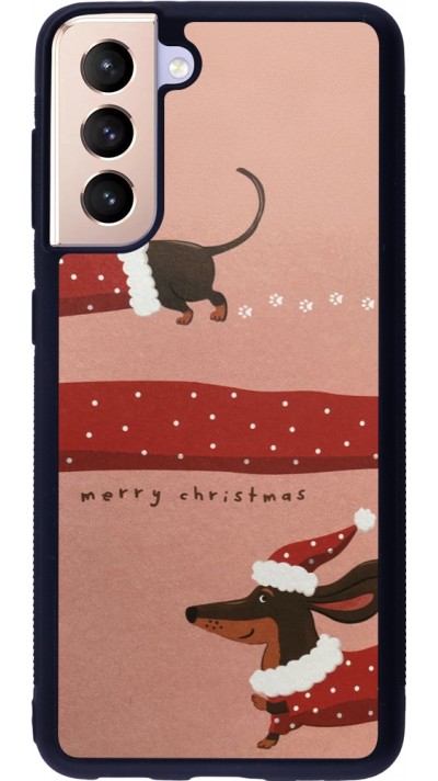 Samsung Galaxy S21 5G Case Hülle - Silikon schwarz Christmas 25 Teckel Merry Xmas