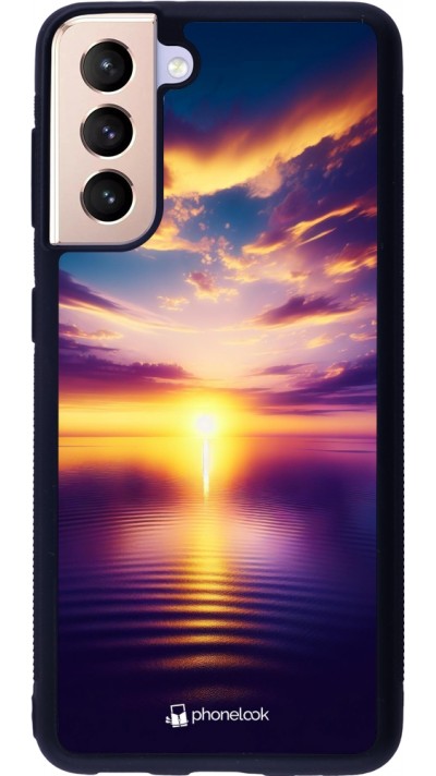 Samsung Galaxy S21 5G Case Hülle - Silikon schwarz Sonnenuntergang gelb violett