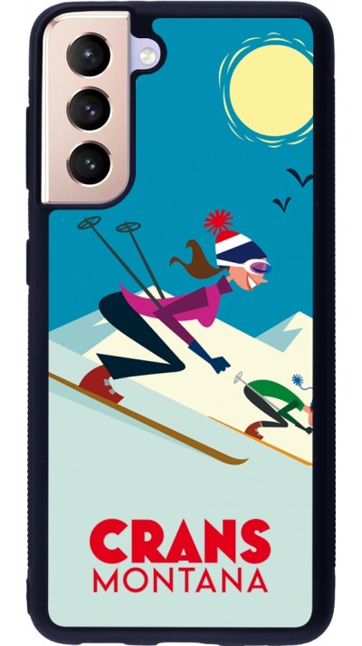 Samsung Galaxy S21 5G Case Hülle - Silikon schwarz Crans-Montana Ski Downhill