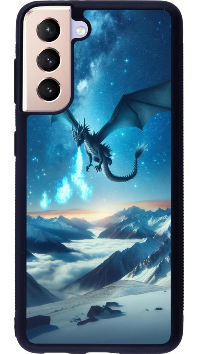 Samsung Galaxy S21 5G Case Hülle - Silikon schwarz Drache nächtliche Berg