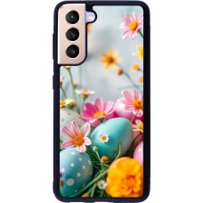 Samsung Galaxy S21 5G Case Hülle - Silikon schwarz Easter 2026 Eggs with flowers