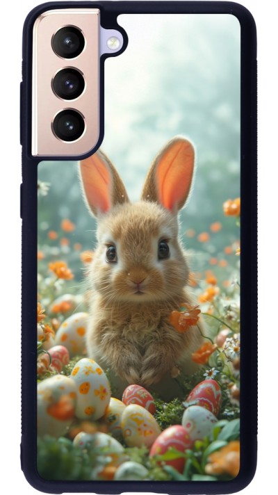 Samsung Galaxy S21 5G Case Hülle - Silikon schwarz Easter 2026 Rabbit in the garden