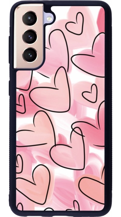 Samsung Galaxy S21 5G Case Hülle - Silikon schwarz Easter 2023 pink hearts