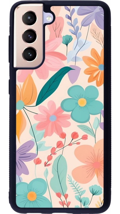 Coque Samsung Galaxy S21 5G - Silicone rigide noir Easter 2024 spring flowers