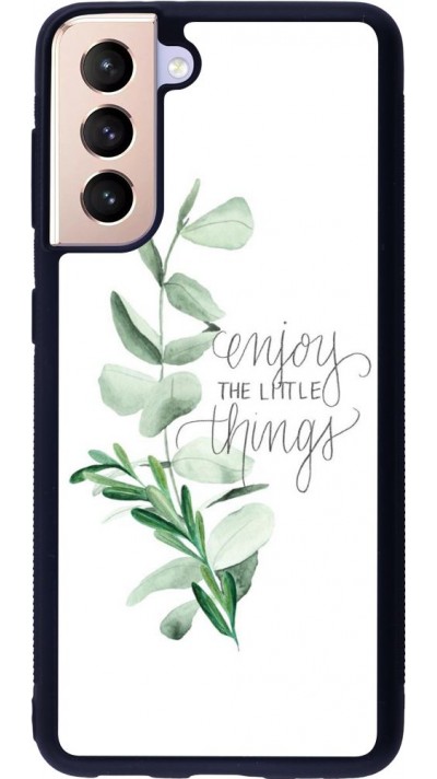 Coque Samsung Galaxy S21 5G - Silicone rigide noir Enjoy the little things