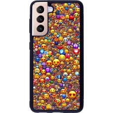 Samsung Galaxy S21 5G Case Hülle - Silikon schwarz Emoji gemischt