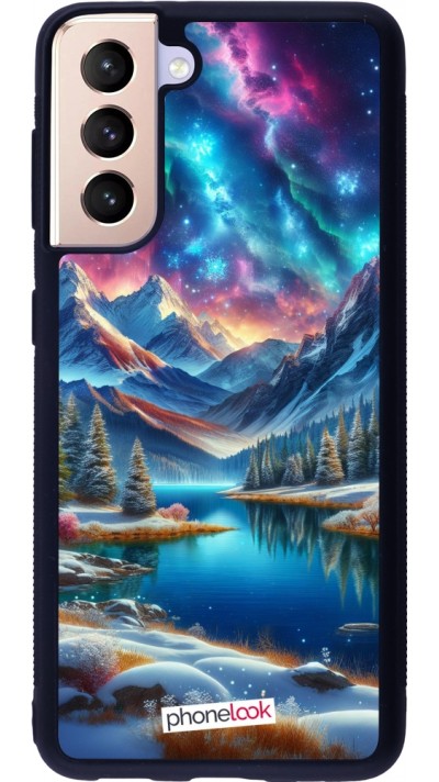 Coque Samsung Galaxy S21 5G - Silicone rigide noir Fantasy Mountain Lake Sky Stars