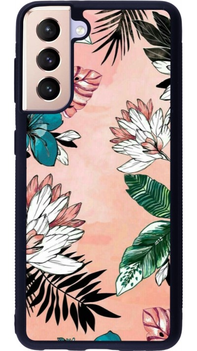 Coque Samsung Galaxy S21 5G - Silicone rigide noir Flowers Artprint