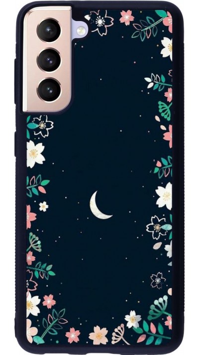 Coque Samsung Galaxy S21 5G - Silicone rigide noir Flowers space