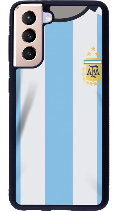 Coque Samsung Galaxy S21 5G - Silicone rigide noir Maillot de football Argentine 2022 personnalisable