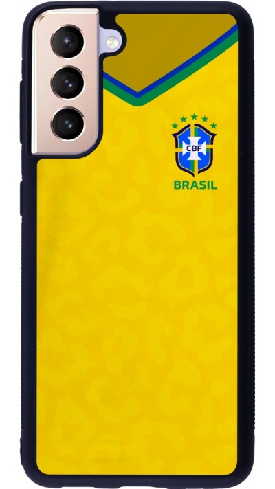 Samsung Galaxy S21 5G Case Hülle - Silikon schwarz Brasilien 2022 personalisierbares Fußballtrikot