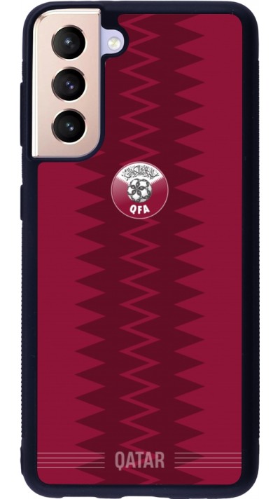 Samsung Galaxy S21 5G Case Hülle - Silikon schwarz Qatar 2026 personalisierbares Fussballtrikot