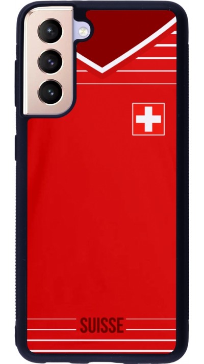 Coque Samsung Galaxy S21 5G - Silicone rigide noir Football shirt Switzerland 2022