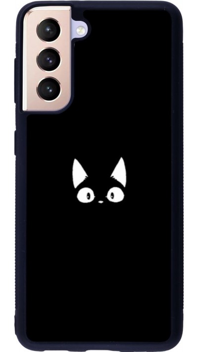 Coque Samsung Galaxy S21 5G - Silicone rigide noir Funny cat on black