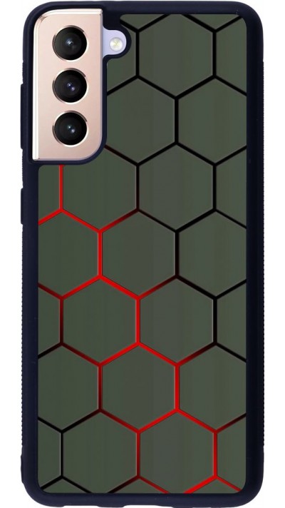 Coque Samsung Galaxy S21 5G - Silicone rigide noir Geometric Line red