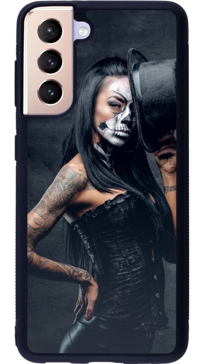 Samsung Galaxy S21 5G Case Hülle - Silikon schwarz Halloween 22 Tattooed Girl