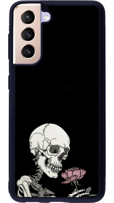 Samsung Galaxy S21 5G Case Hülle - Silikon schwarz Halloween 2023 rose and skeleton