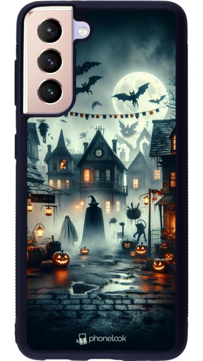 Samsung Galaxy S21 5G Case Hülle - Silikon schwarz Halloween Spukstadt